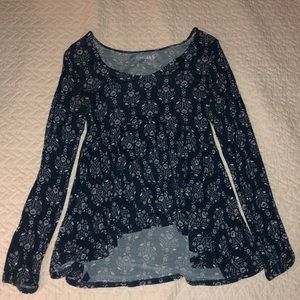 Navy Blue Long Sleeve with Floral Pattern